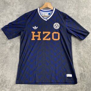 Adidas Jersey Mens Medium Blue HZO #3 United Club Soccer Football V-Neck Stretch